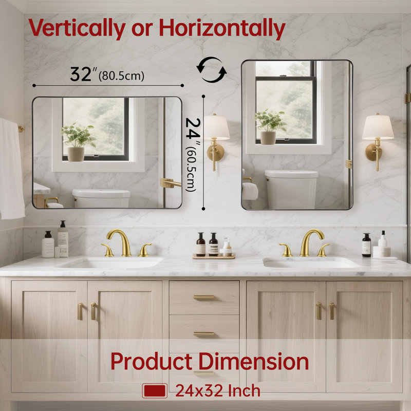SUMERAIN Bathroom Vanity Mirror Black Edge Resistant, 36x36 Inch Matte Black Framed Wall Mirror with Rounded Corners, Shatter-Resistant Tempered Glass for Entryway, Living Room and Farmhouse