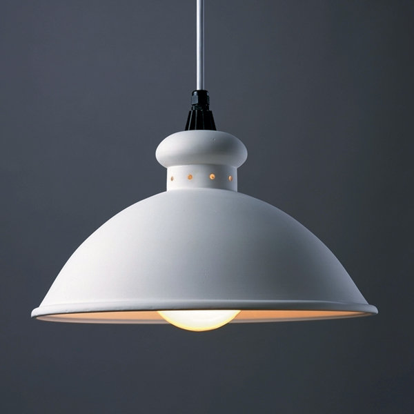 Luminaire suspendu en dome à 1 lumière, Bisque, Cordon blanc