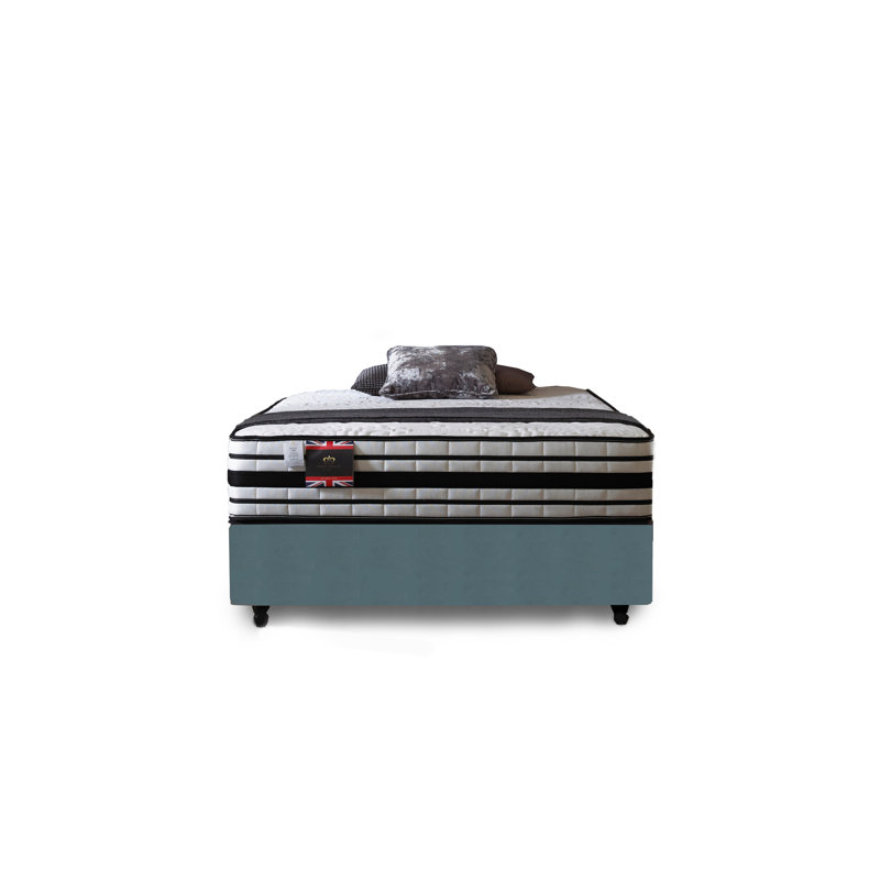 Aspelare Pocket Memory Divan Bed Set, No Storage, Double (4'6), Sky Plush Velvet