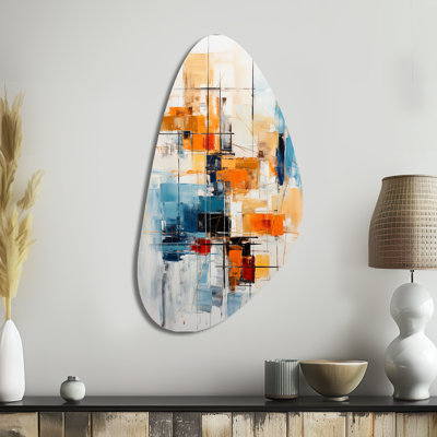 Colourful Mid Century Retro Reflections III - Abstract Fall Shape Irregular Metal Wall Decor