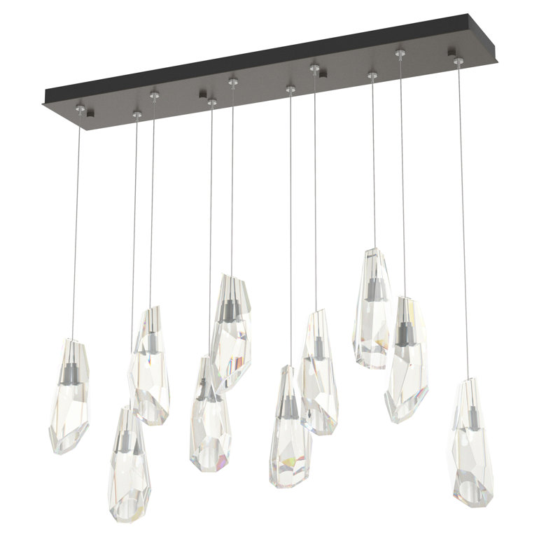 Luma 10 - Light Crystal Pendant, Dark Smoke, 130" H