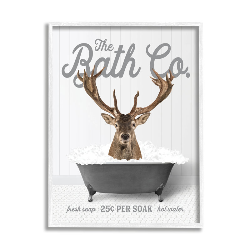 «Trinx Deer In Bubble Bath», art de la giclée encadrée par lettré et doublé, H 20 po x l 16 po x P 1,5 po