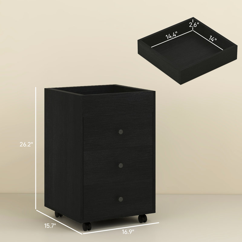 Étagère à 3 tiroirs en noyer foncé. Plateau amovible et sous le bureau. Meuble de rangement de mobilité pour roulettes pour bureau efficace et transformateur en noyer. Arrangement. Évolutif pratique