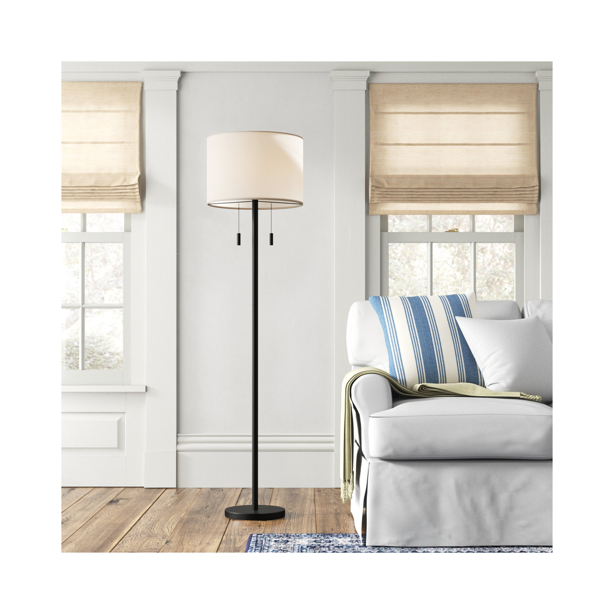 Senn 64'' Dimmable Floor Lamp, Matte Black