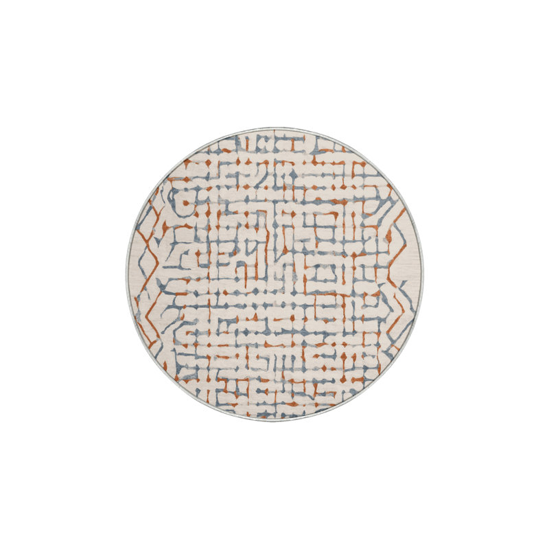 Machine Washable Beige Area Rug, Round 5'