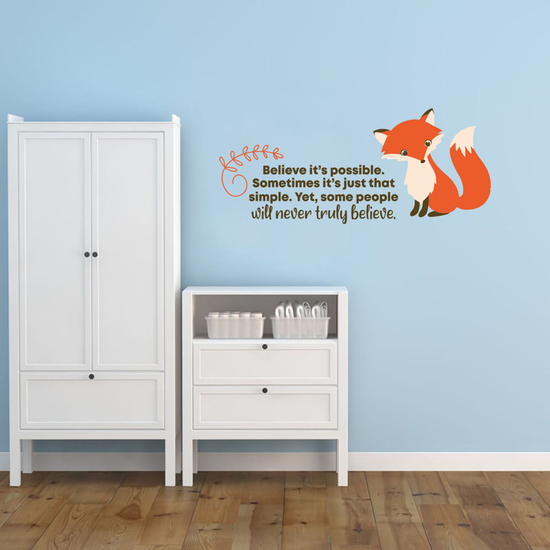 Décalcomanie murale en vinyle vraiment Believe Fox, H 20 po x l 40 po x P 0,05 po