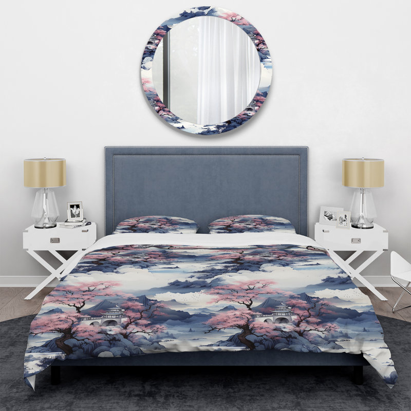Encre Chine paysage II - ensemble de housse de couette chinois - microfibre de polyester