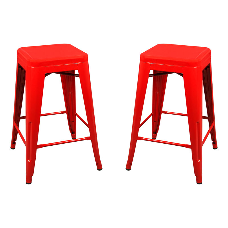 Winbush Counter Stool with Metal Frame, Red