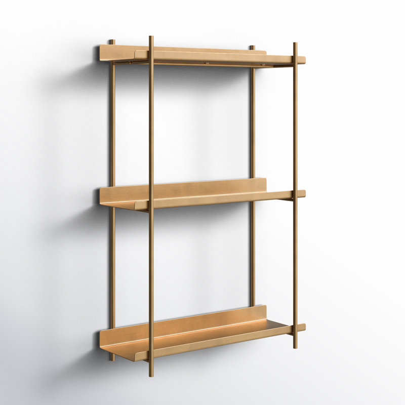 Bellamy 3 Piece Metal Floating Shelf, Gold