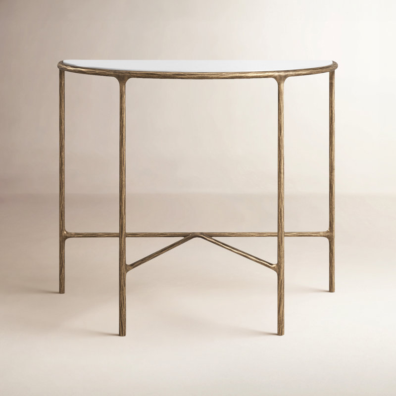Evelynn 36'' Console Table, White Marble, Brass