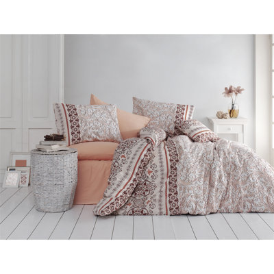 Ensemble de housse de couette 100% coton rouge bourgogne / blanc 3 pièces Tim