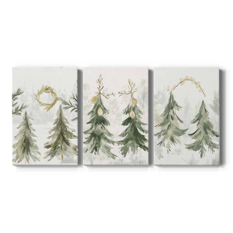 Christmas Holiday Art CCDLXVII - Toile tendue avec châssis sur mesure - 3 pièces, H 18 po x l 36 po