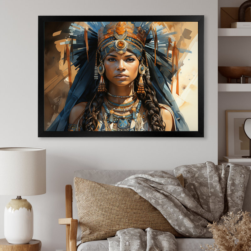 Chiou tribu africaine - Ashanti royauté - art mural tribal africain, H 34 po x l 44 po x P 1,5 po, Cadre simple noir