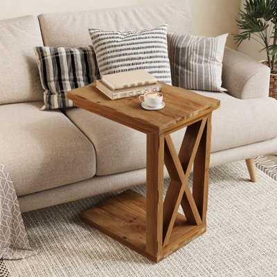 Solid Wood C-Shaped End Table