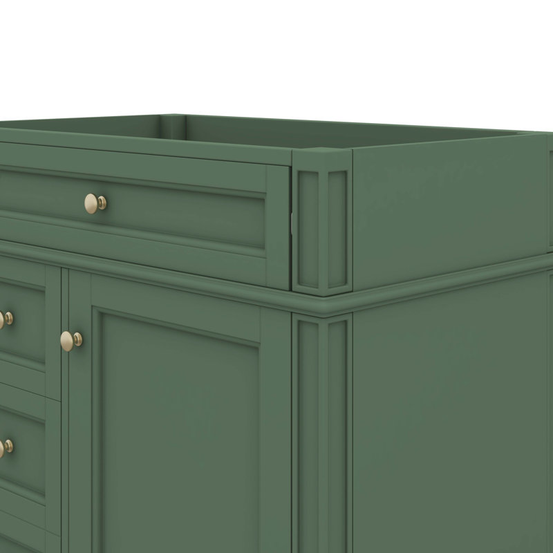 Meuble-lavabo de 30 po sans lavabo supérieur, armoire de rangement moderne avec 2 tiroirs et tiroir supplémentaire, Vert