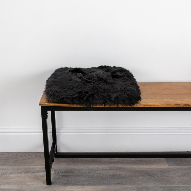 Sheepskin Chair Pad Cushion, Black