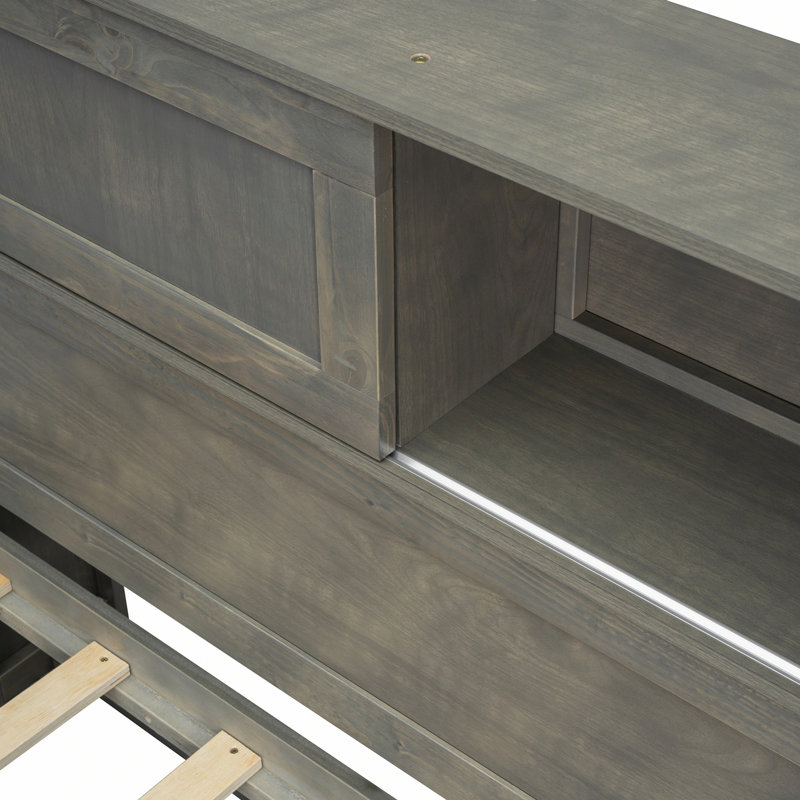 Wooden Daybed With 3 Drawers, Storage Shelf And USB Ports, Gray