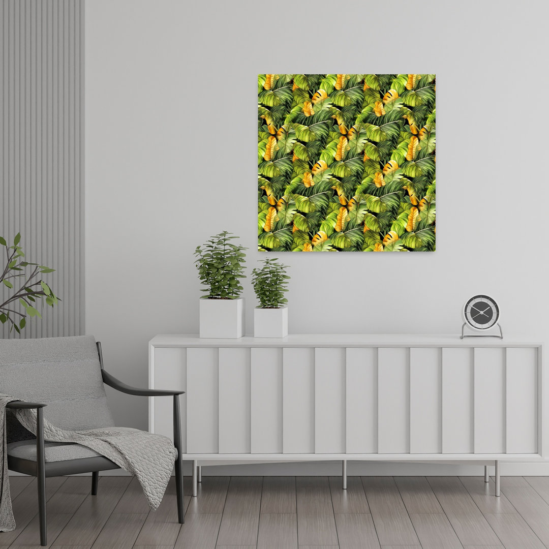 Lush Tropical Foliage Abstract Contemporary Bird Palm Animal Flower Wall Art Print
