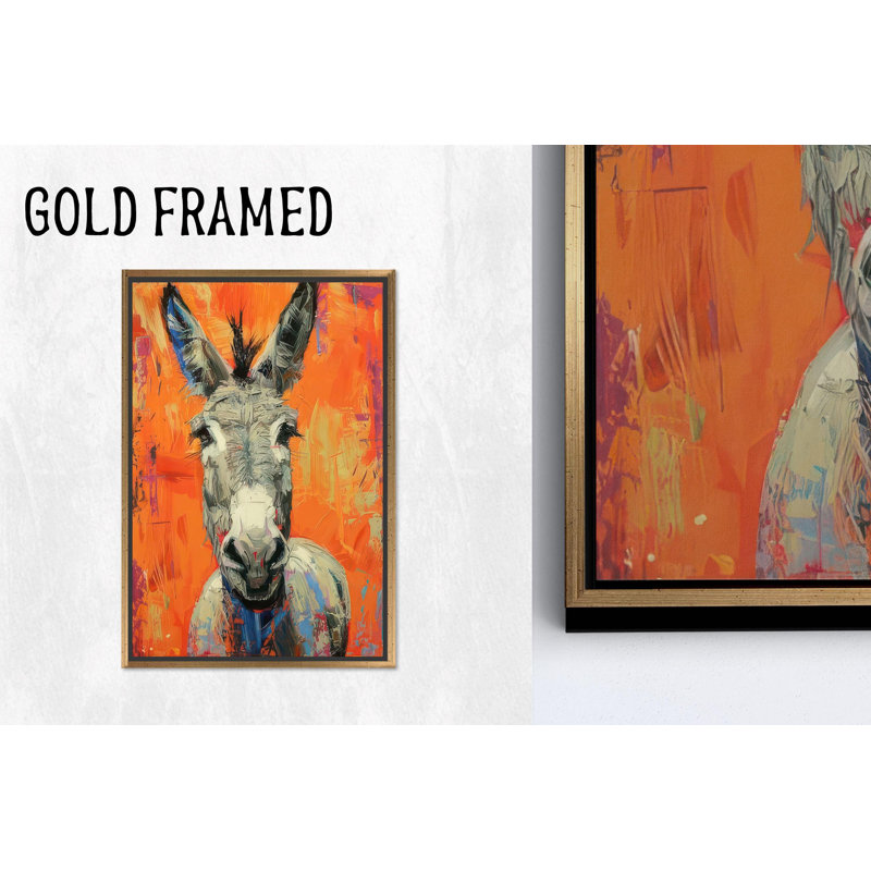 Toile imprimée: Portrait d'un animal de ferme fantaisiste par un âne coloré, toile d'or 1P, 114,2 po H x 63,1 po l