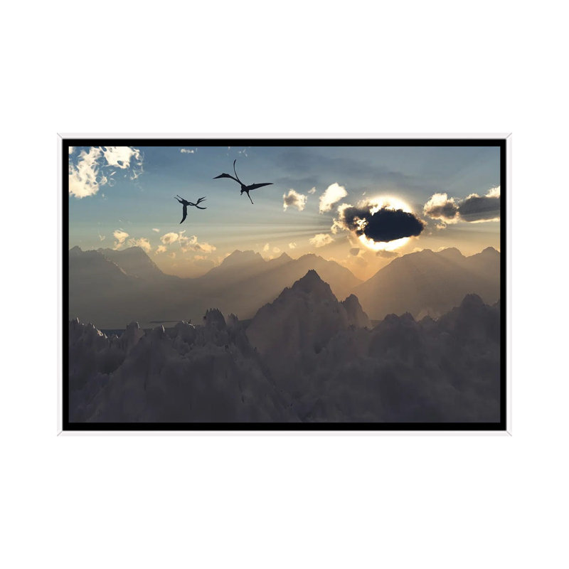 Quetzalcoatlus Flying High In Cretaceous Skies. by Mark Stevenson - Floater Frame Print on Canvas