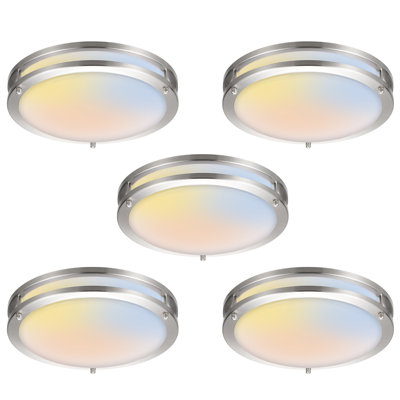 Nevim 5 -Light Double Rings Dimmable LED Flush Mount Ceiling Light for Kitchen,Hallway,Bedroom