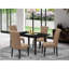 L'ensemble de cuisine 5 pièces pour 4 personnes comprend une table de salle à manger rectangulaire avec rallonge papillon et 4 chaises parsons en tissu de sable sable clair, noir-452332301-452332300-452332296
