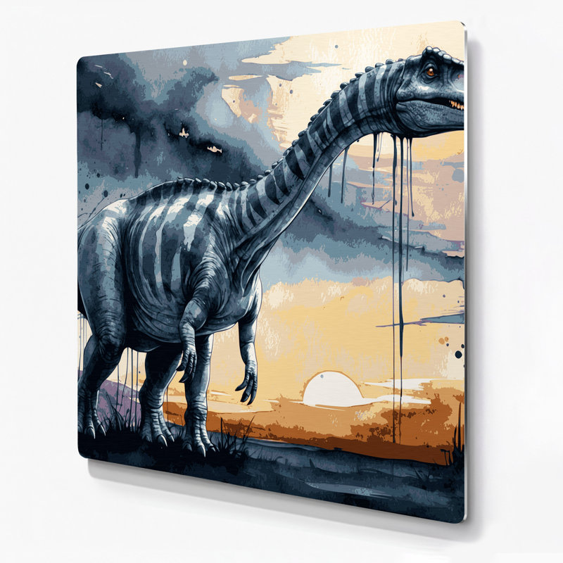 «Dinosaur Brachiosaurus Beige», art mural en métal, H 8 po x l 8 po