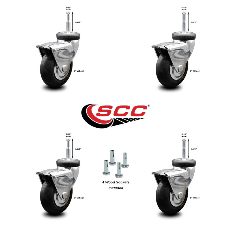 Chrome and Rubber Caster