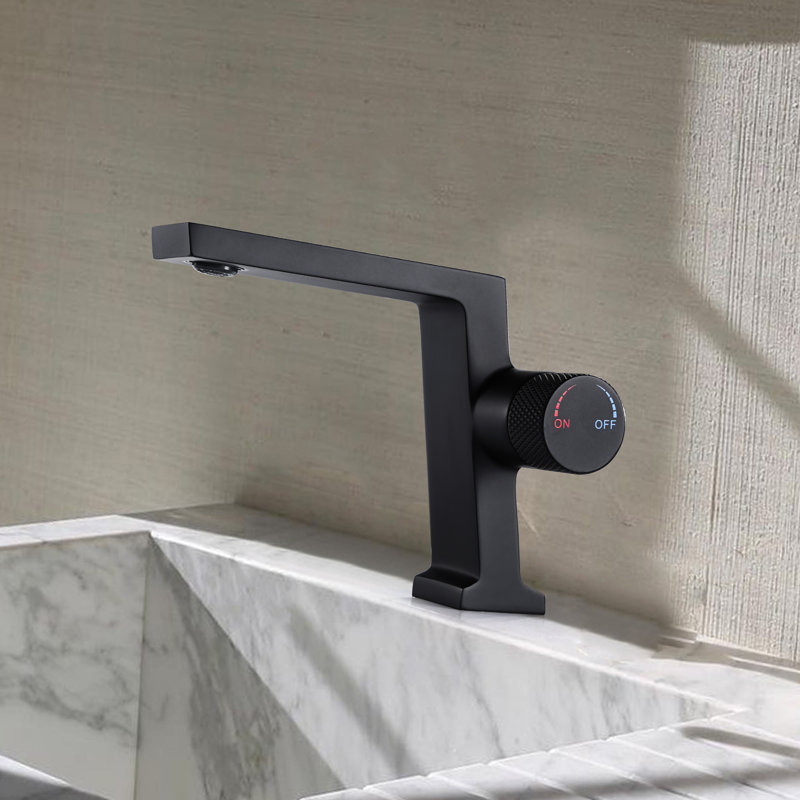 5.63" Solid Brass Single Handle Bathroom Sink Faucet With Drain Assembly, Matte Black