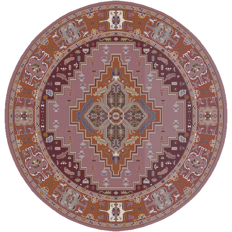 Zeus Hand Knotted Wool Area Rug, Round 8'