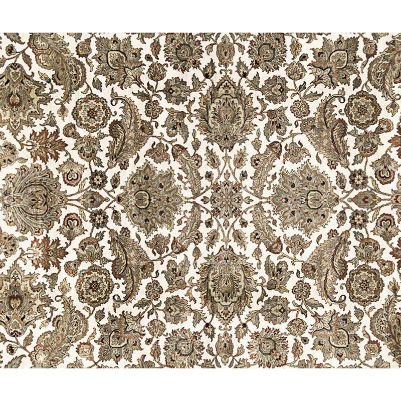 Hand Knotted Wool Area Rug in Ivory And Red