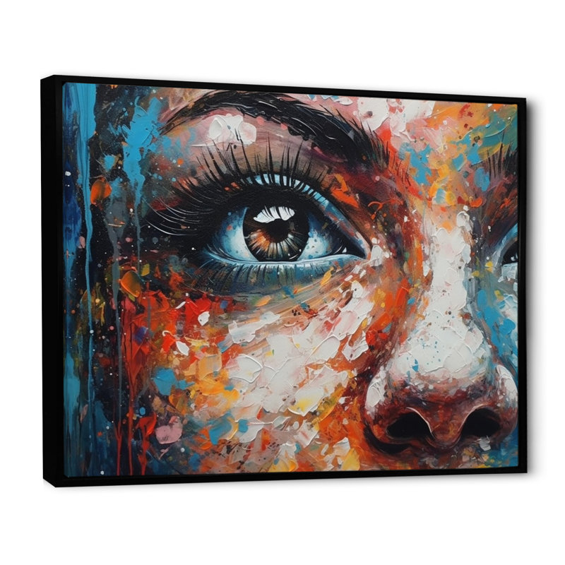 Œil coloré - peinture sur toile à cadre unique, H 24 po x l 32 po x P 1 po, Noir