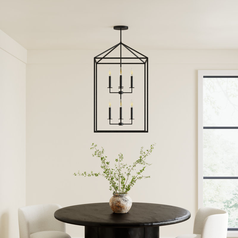 Ellis 8-Light Chandelier, No, Midnight Black, 38" H x 22" W x 22" D