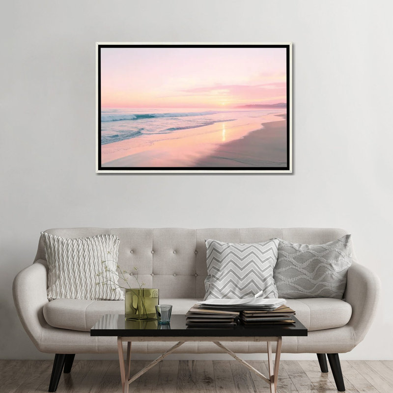 Sunset Serenity - Framed Wall Art Print, 32" H x 48" W, Framed Print without Mat, Distressed White
