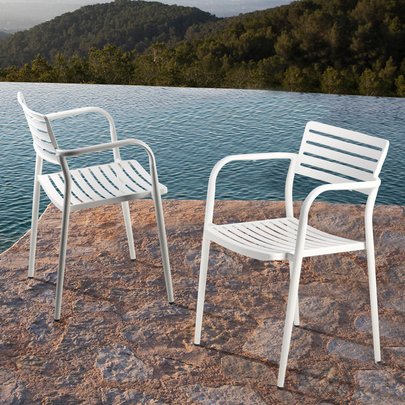 Kaylagh Metal Outdoor Stacking Dining Armchair