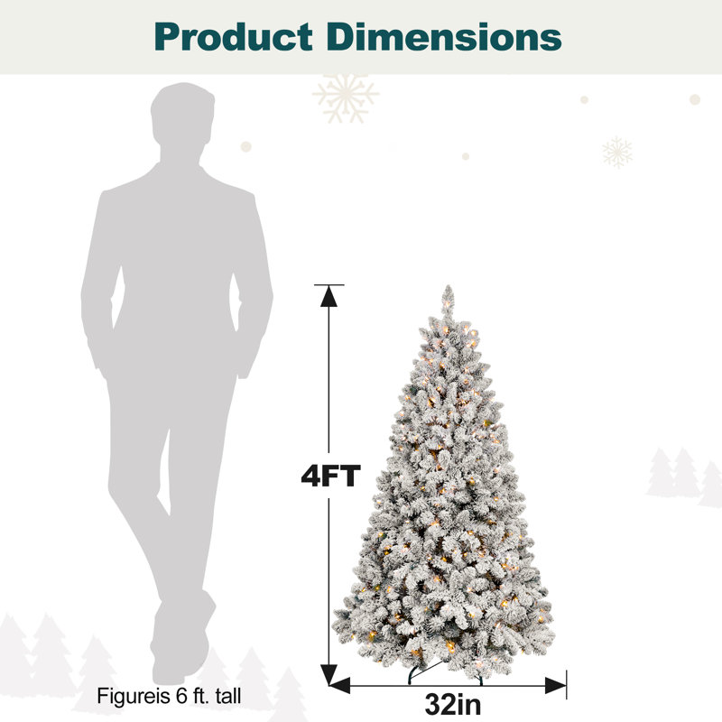 Arbre de Noël enneigé avec pomme de pin, 4'