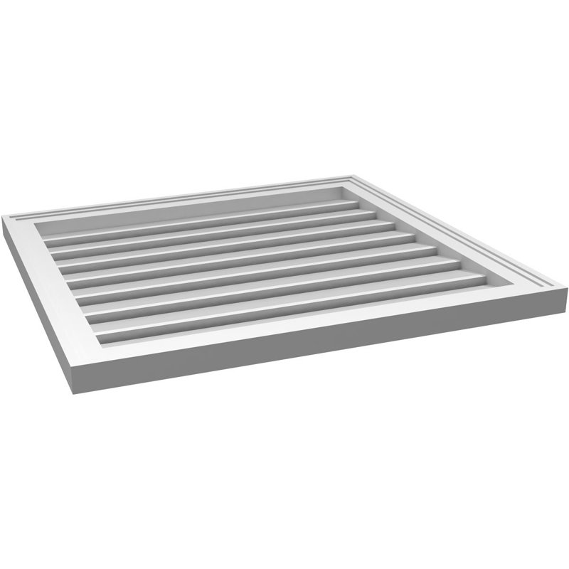 Évent à pignon fonctionnel en uréthane rectangulaire à fixation en surface, brun clair apprêté, H 26 po x l 28 po x P 1,5 po