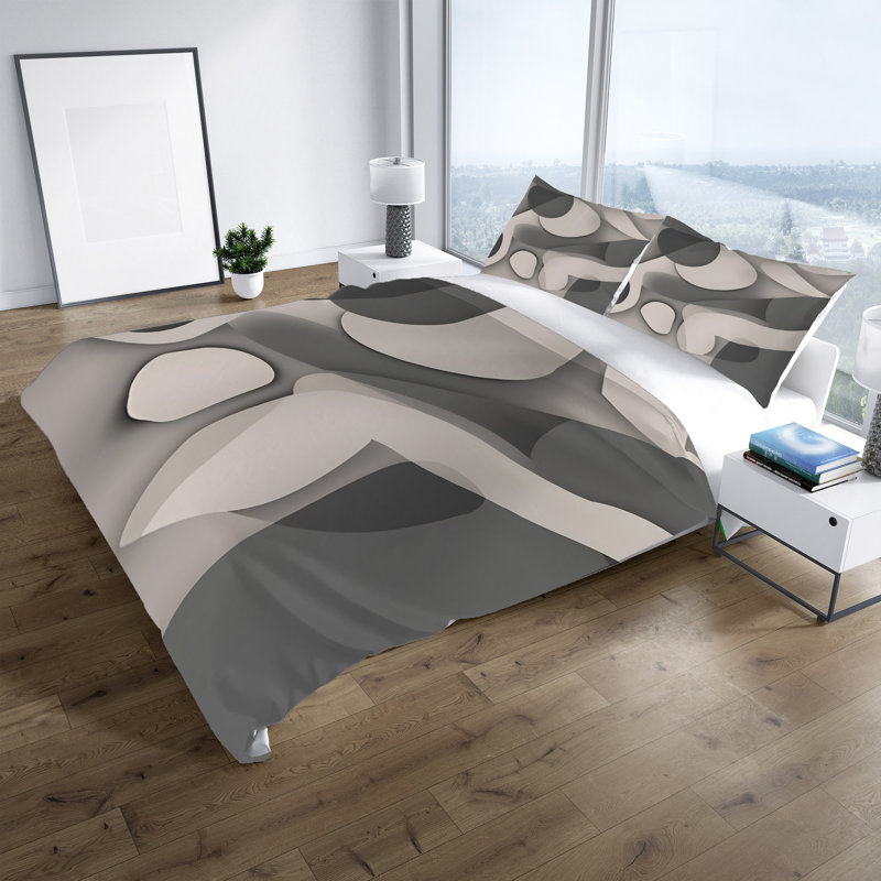 Polyester Abstract Duvet Cover, King Duvet Cover + 2 King Shams