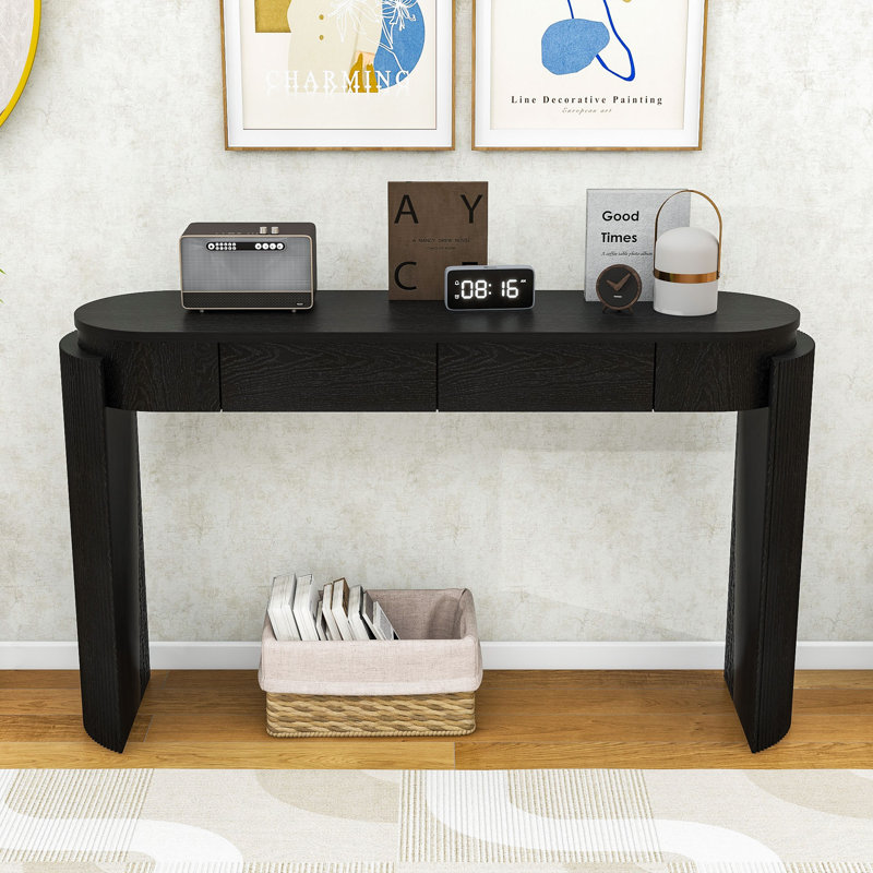 Console avec détails cannelés intemporels et tiroirs pratiques, Noir
