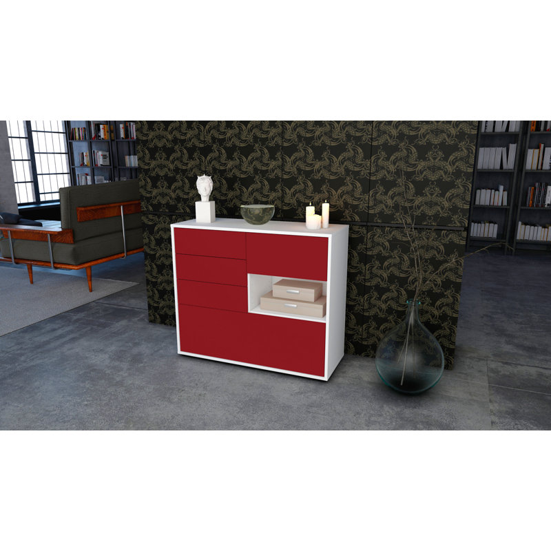 Pulaski 92cm Sideboard, White/Red