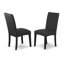 L'ensemble de salle à manger 5 pièces rondes comprend une table de salle à manger en bois et 4 chaises de salle à manger Parson en tissu noir avec dossier haut - finition noire-1645393815-1645393819-1645393814