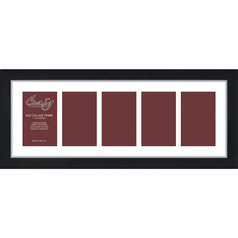 Black Matte Picture Frame with Mat, 4" x 6", 8" x 22"