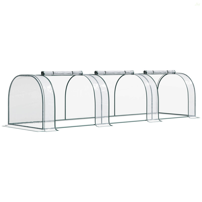 11' X 3' X 2.5' Mini Greenhouse, Portable Tunnel Green House With Roll-Up Zippered Doors, UV Waterproof Cover, Steel Frame, Clear
