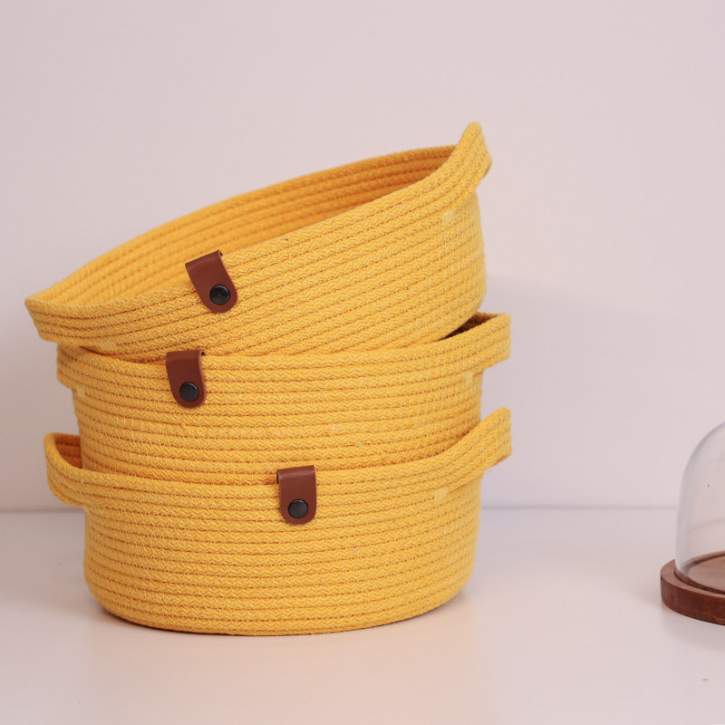 Brayden Studio Cotton Decorative Basket, Yellow
