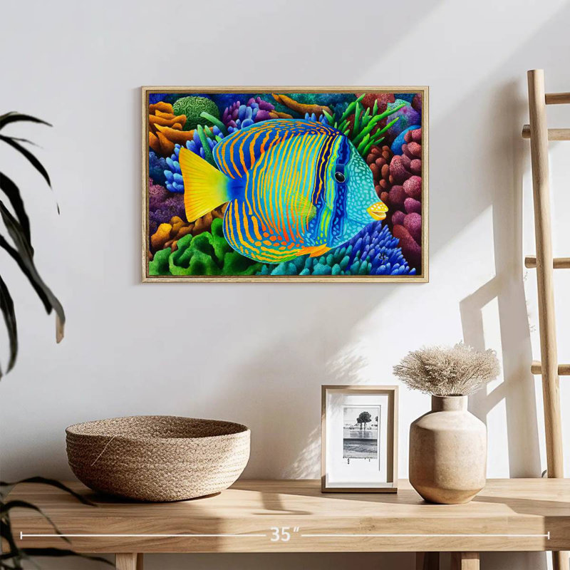 Sailfin Tang, Cadre flottant en bois naturel, 19 po x 13 po