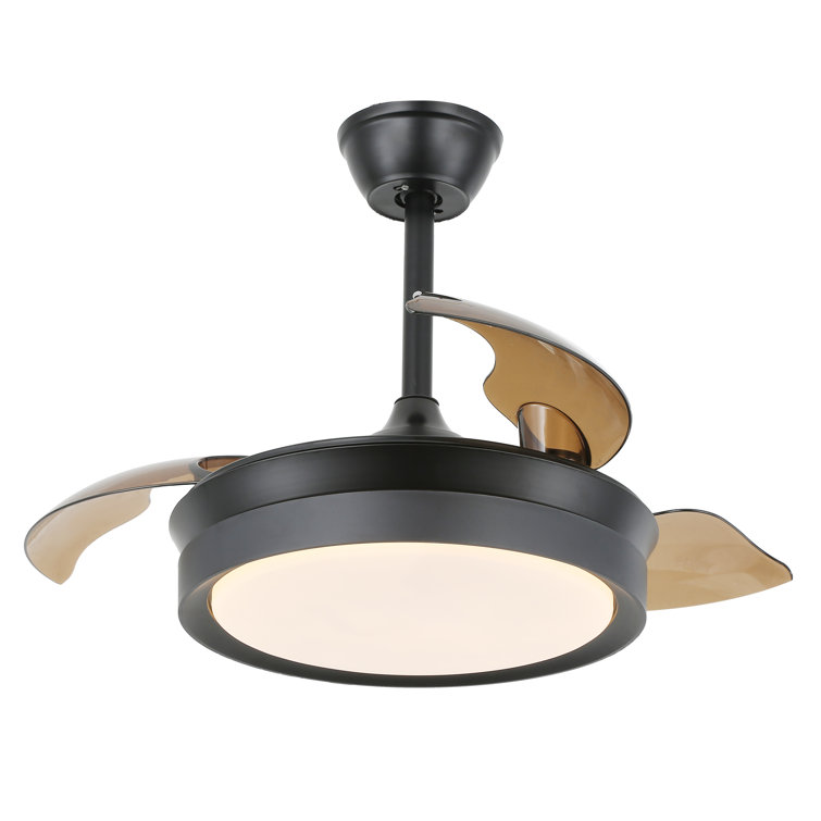 Gerede 36" Three Blade LED Retractable Ceiling Fan With Remote Control And Light Kit