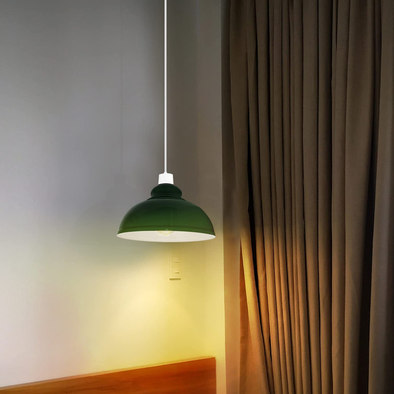 17cm H Metal Dome Lamp Shade, Green