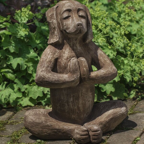 Cast Stone Meditating Zen Yoga Dog Statue USA Made