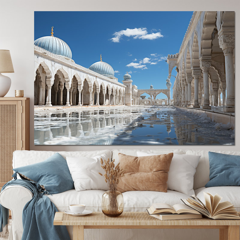Art de l'islam Masjid Alaqsa - islamique, Toile tendue bleue, 40" H x 60" W x 1.5" D