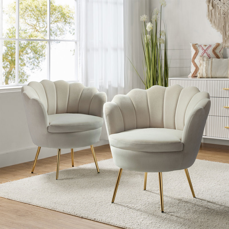 Fauteuil demi-tonneau en velours 30 po Hendrix, Tanné